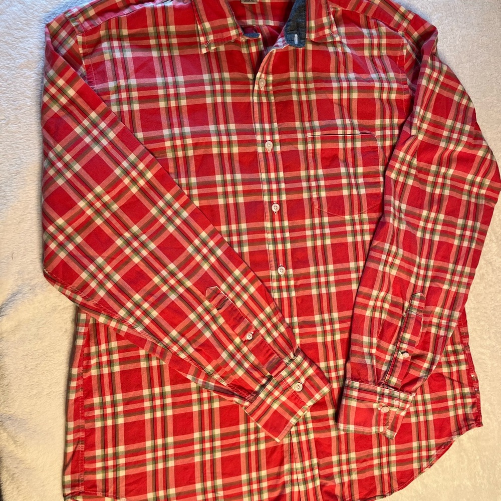 J. Crew Red Plaid Long-Sleeve Button-Down Shirt